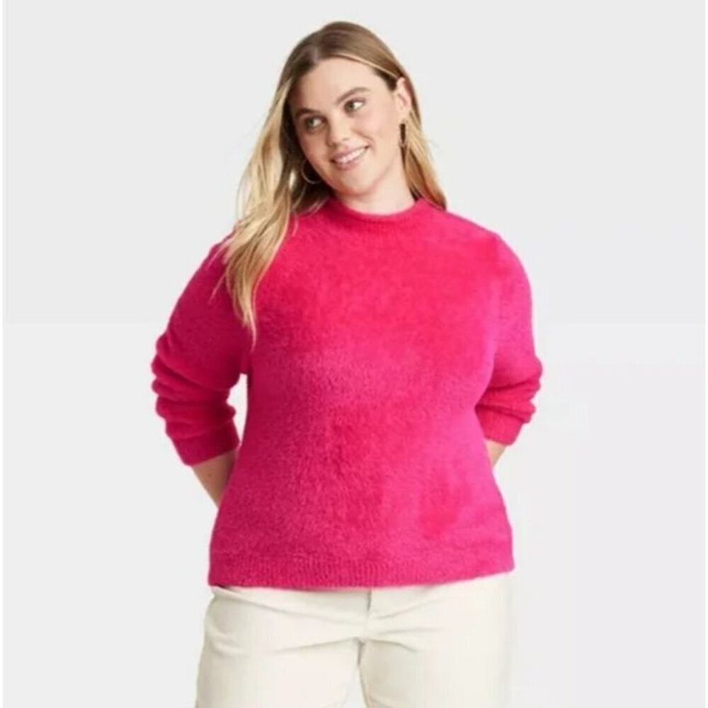 Universal Thread Pink Fuzzy Mock Neck Sweater
